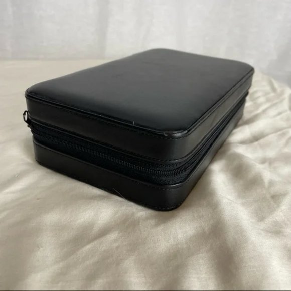 -SOLD- Black Vegan Leather + Suede Travel Jewelry Case - Picture 2 of 8